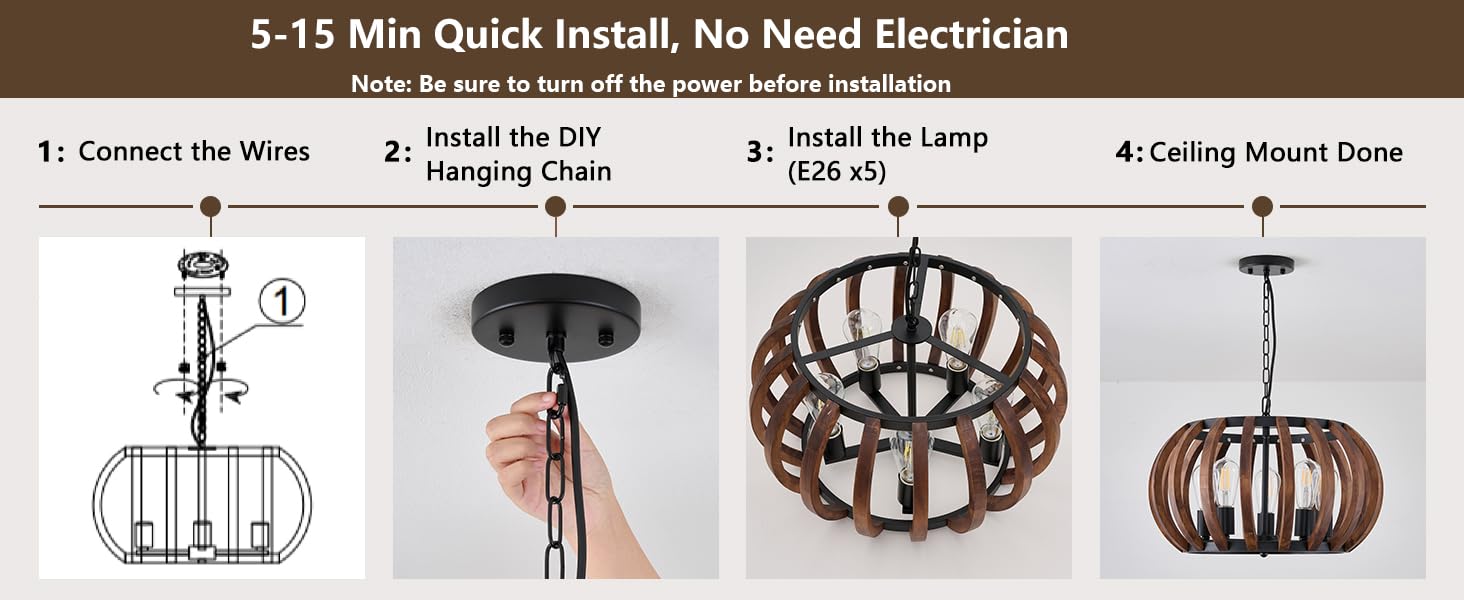 5-15 Min Quick Install, No Need Electrician
