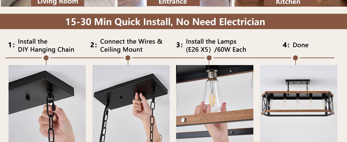 15-30 Min Quick Install, No Need Electrician