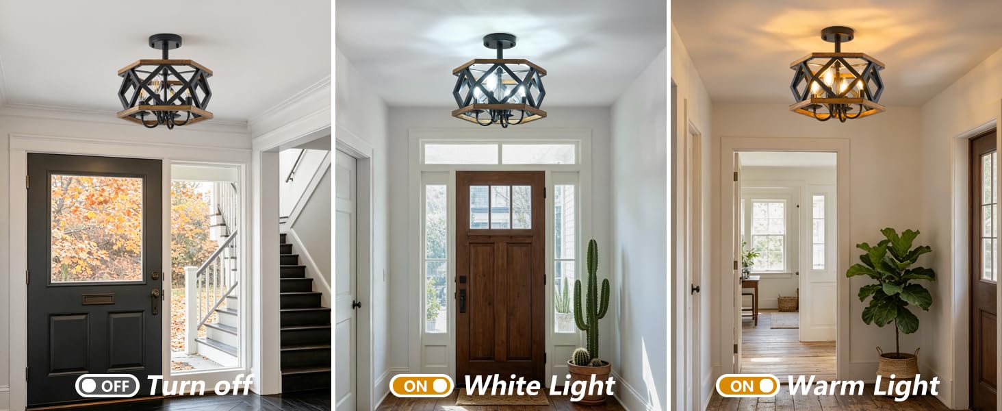 Industrial Semi Flush Mount Ceiling Lighting Fixture