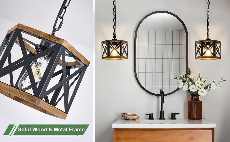 2 Pack Rustic Farmhouse Plug in Pendant Light Fixture