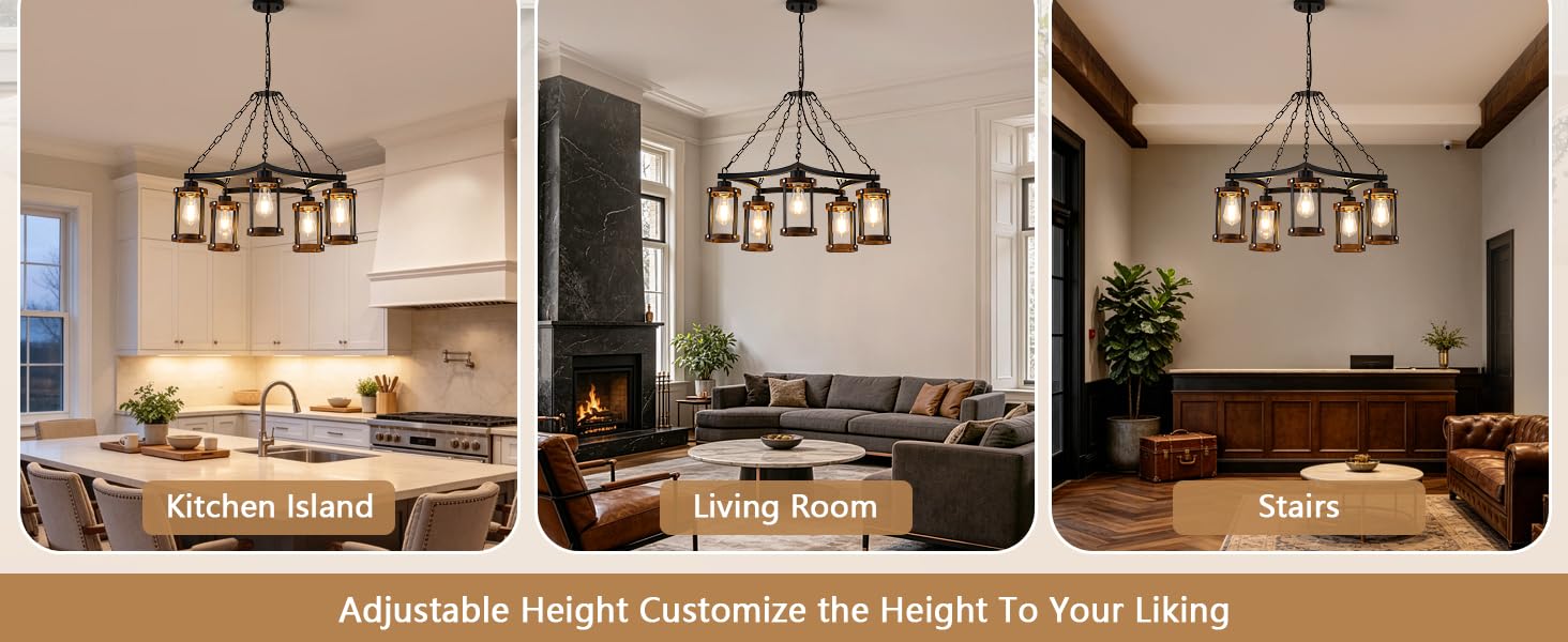 mini chandelier Kitchen Island Living Room Adjustable Height Customize the Height To Your Liking