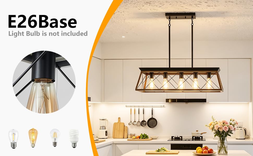 5-Light Industrial Kitchen Island Lighting