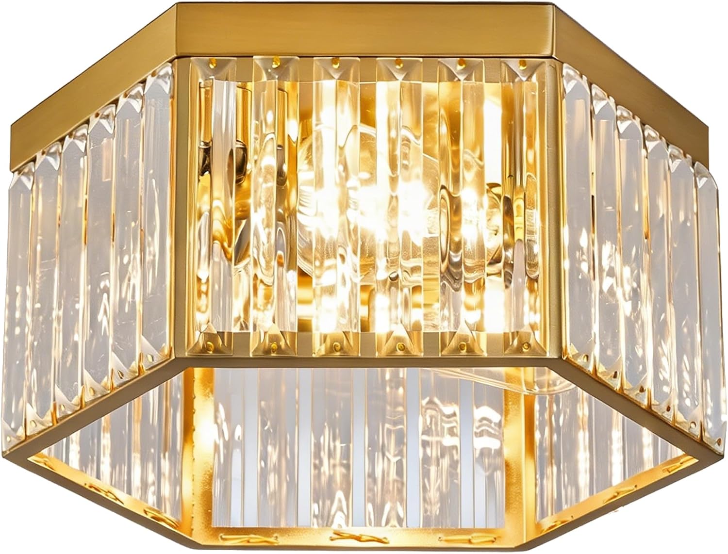 14 In Modern Flush Mount Crystal Ceiling Light Fixture for Hallway Bathroom