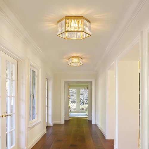14 In Modern Flush Mount Crystal Ceiling Light Fixture for Hallway Bathroom - Image 3