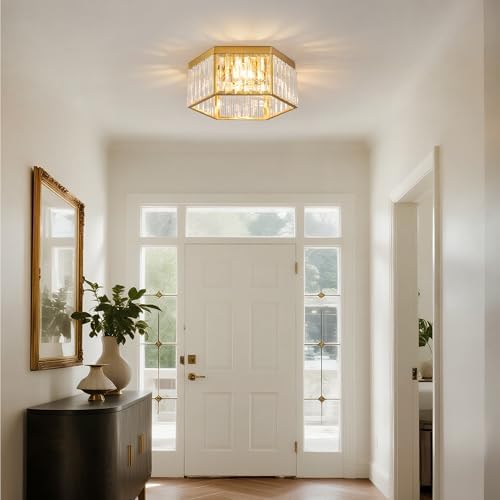 14 In Modern Flush Mount Crystal Ceiling Light Fixture for Hallway Bathroom - Image 4