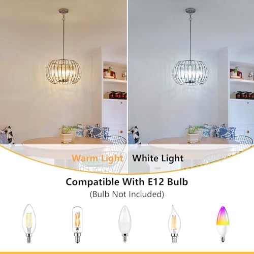 Modern Farmhouse Large Pendant Light, 16.5 Inch Chrome Crystal Chandelier - Image 5
