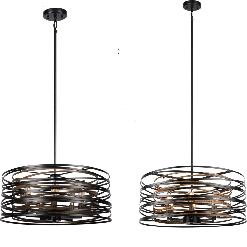Sigaitwei 5-Light Farmhouse Drum Chandelier and 6-Light Farmhouse Drum Chandelier