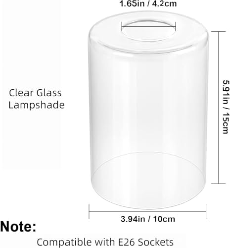 Sigaitwei Cylindrical Clear Glass Lampshade Replacement,E26 Socket. - Image 3
