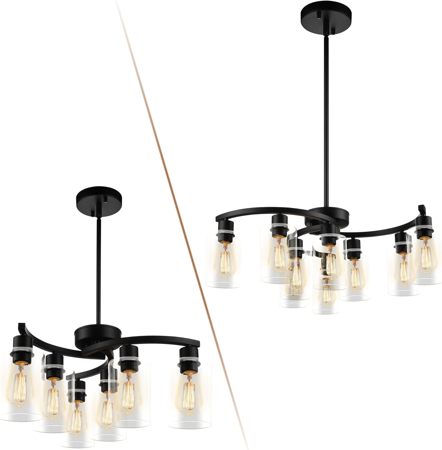 Sigaitwei 6-Light and 9-Light Modern Black Chandeliers